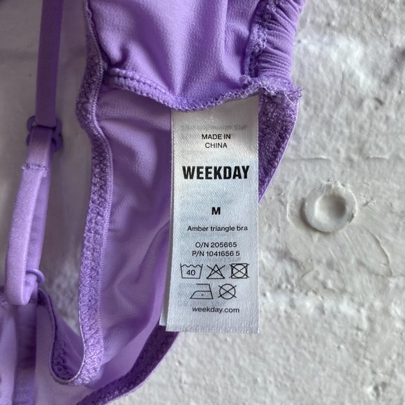 Weekday Lilac Purple Sheer Triangle Bra Bralette Medium M / 34 B Cute Lingerie - Picture 3 of 5